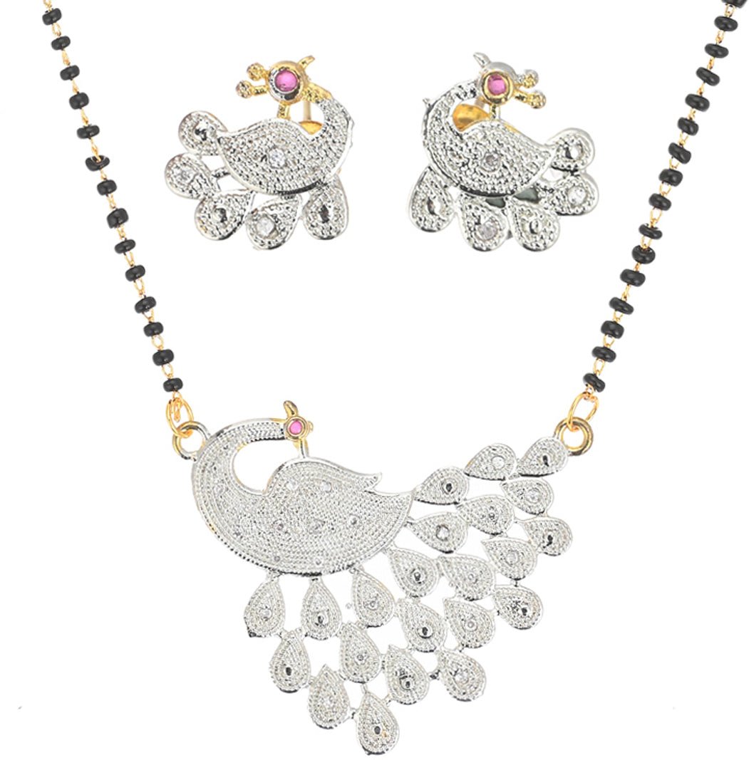 AanyaCentric Ad Short Mangalsutra Set Pendant with Earrings Golden - Distacart