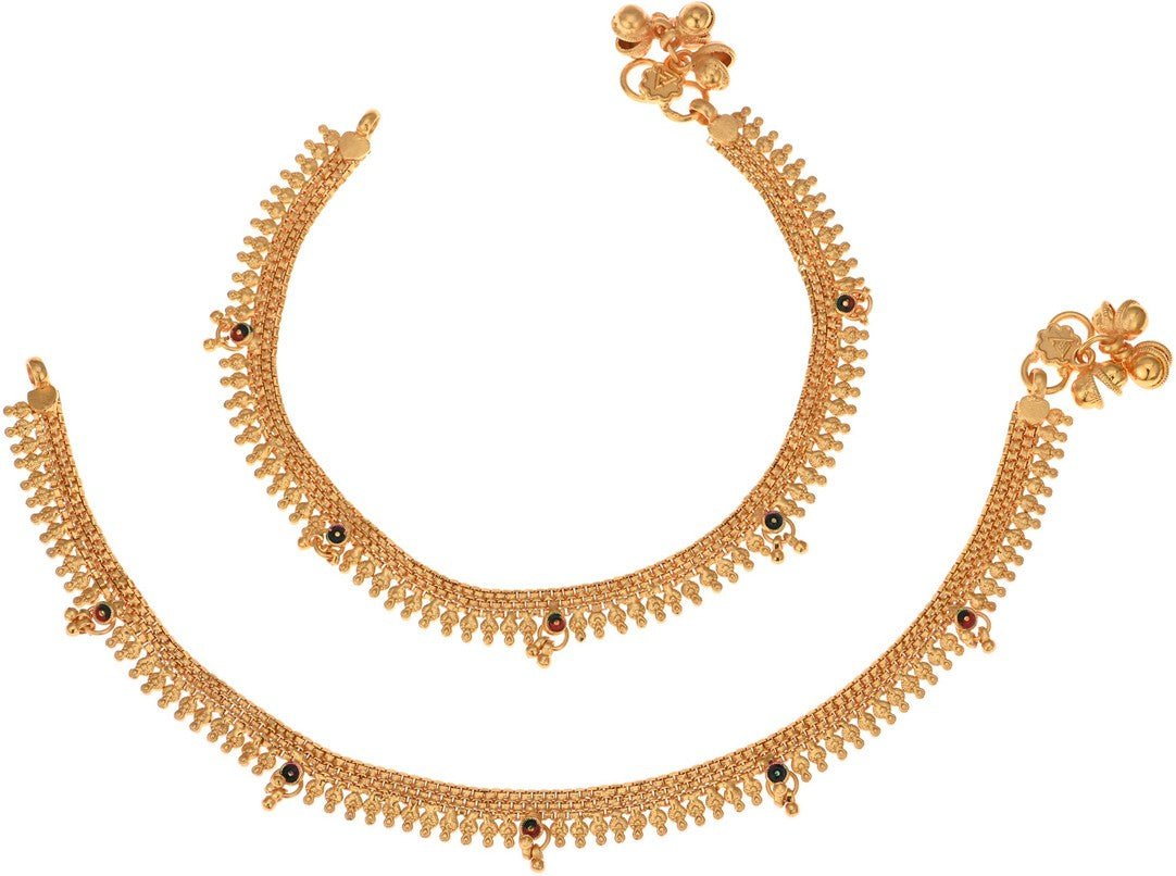 AanyaCentric Gold Plated White Metal Payal Indian Traditional Ethnic Fashion Imitation Jewellery Foot Chain - Distacart