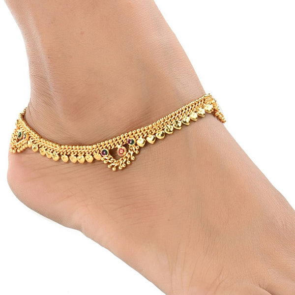 AanyaCentric Gold Plated White Metal Payal Indian Traditional Ethnic Fashion Imitation Jewellery Foot Chain - Distacart