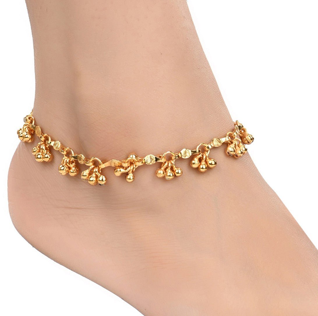 AanyaCentric Gold Plated White Metal Payal Indian Traditional Ethnic Fashion Imitation Jewellery Foot Chain - Distacart