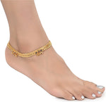 Thumbnail for AanyaCentric Gold Plated White Metal Payal Indian Traditional Ethnic Fashion Imitation Jewellery Foot Chain - Distacart