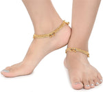 Thumbnail for AanyaCentric Gold Plated White Metal Payal Indian Traditional Ethnic Fashion Imitation Jewellery Foot Chain - Distacart