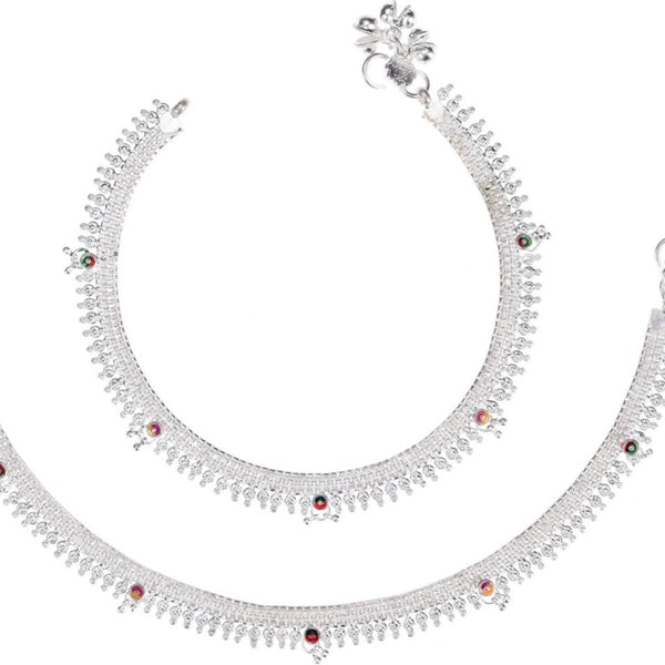 AanyaCentric Silver Plated White Metal Payal Indian Traditional Ethnic Fashion Imitation Jewellery Foot Chain - Distacart