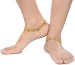 Thumbnail for AanyaCentric Gold Plated White Metal Payal Indian Traditional Ethnic Fashion Imitation Jewellery Foot Chain - Distacart