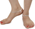Thumbnail for AanyaCentric Stylish Silver Plated Anklet & Gold Plated American Diamond Earring Combo for Girls & Women - Distacart