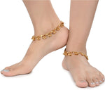 Thumbnail for AanyaCentric Gold Plated White Metal Payal Indian Traditional Ethnic Fashion Imitation Jewellery Foot Chain - Distacart