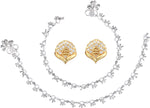 Thumbnail for AanyaCentric Stylish Silver Plated Anklet & Gold Plated American Diamond Earring Combo for Girls & Women - Distacart