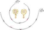 Thumbnail for AanyaCentric Stylish Silver Plated Anklet & Gold Plated American Diamond Earring Combo for Girls & Women - Distacart