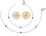 Thumbnail for AanyaCentric Stylish Silver Plated Anklet & Gold Plated American Diamond Earring Combo for Girls & Women - Distacart