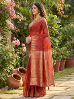 Thumbnail for Shree Shyam Fashion Red Linen Cotton Saree - Distacart