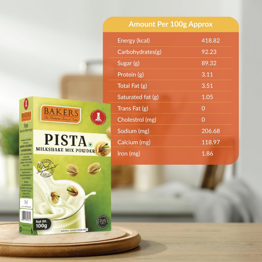 BAKERS Milk Shake Mix Powder - Pista Flavor - Dista