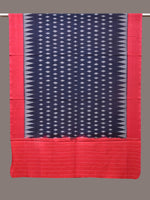 Thumbnail for Navy and Red Pochamaplly Ikat Cotton Handloom Dupatta with Temple Border Design - Global Threads - Distacart