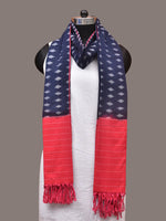 Thumbnail for Navy and Red Pochamaplly Ikat Cotton Handloom Dupatta with Temple Border Design - Global Threads - Distacart