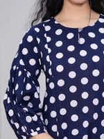 Thumbnail for Yufta Navy Blue Polka Dot Print Top And Trouser Co Ord Set