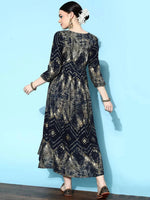 Thumbnail for https://cdn.shopify.com/s/files/1/0341/4805/7228/files/navy-blue-printed-rayon-fit-and-flared-dress-libas-4.jpg?v=1739182719