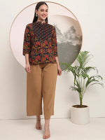Thumbnail for Yufta Navy Blue Pure Cotton Shirt Style Top