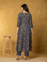 Thumbnail for Yufta Navy Blue Sequins_Worky Cotton Anarkali Kurta Dupatta Set