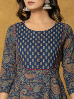 Thumbnail for Yufta Navy Blue Sequins_Worky Cotton Anarkali Kurta Dupatta Set