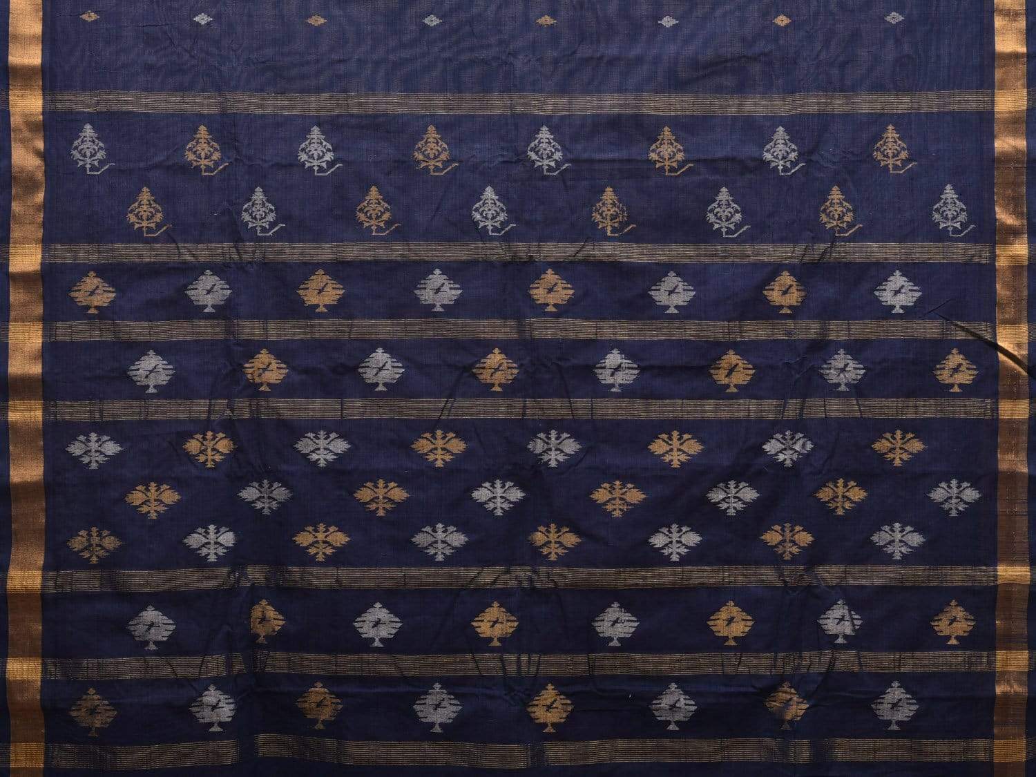 Navy Uppada Cotton Handloom Saree with Assorted Buta Pallu Design - Global Threads - Distacart