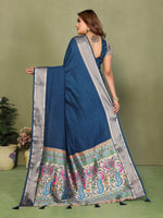 Thumbnail for Anaita Navy Paithani Gala Silk Saree With Blouse - Distacart