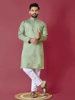 Thumbnail for Pista Green Traditional Men's Kurta Set for Wedding by Infinity Export - Distacart