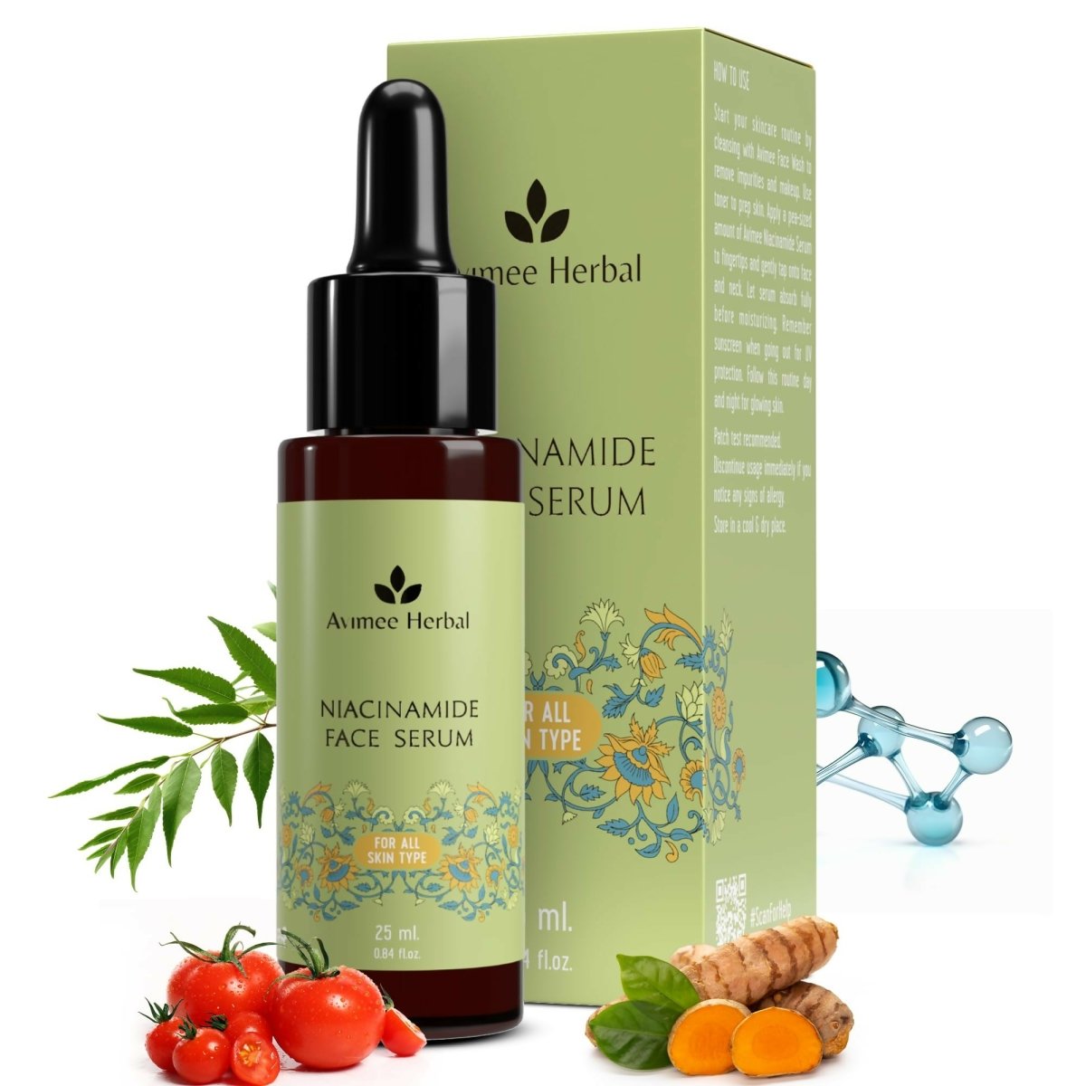 Avimee Herbal Niacinamide Face Serum For Acne Marks, Blemishes & Oil Balancing with Zinc - Distacart