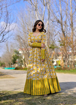 Thumbnail for Aastha Fashion Women's Mustard Cotton Silk Digital Printed Anarkali Dress - Distacart