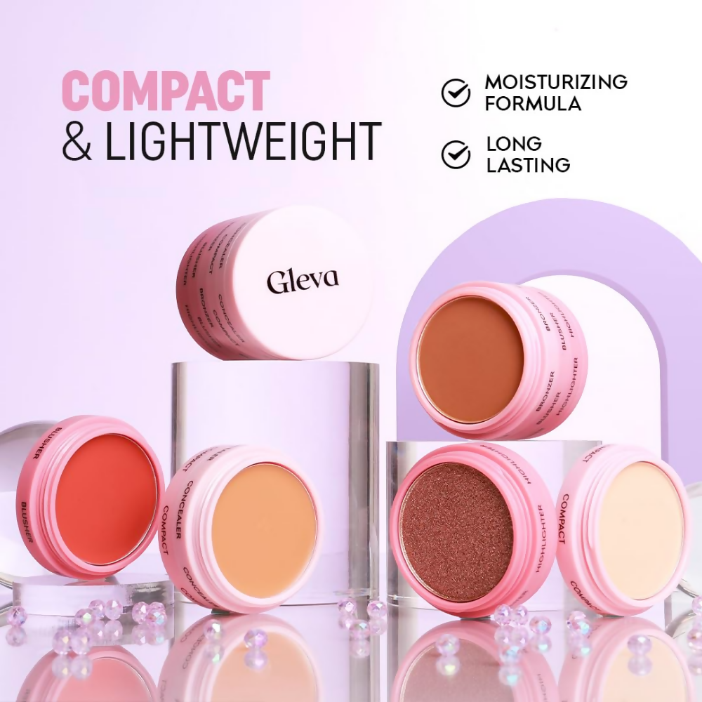 Gleva 5 In 1 Makeup stack Gleva 5 In 1 Makeup stack WIth Concealer, Bronzer, Blusher, Compact & Highlighter Smooth & Blendable Formula - Medium - Distacart