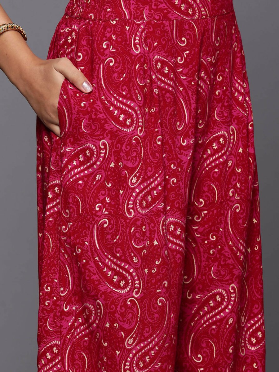 Ahalyaa Women's Traditional wear Kurta Set - Red - Distacart