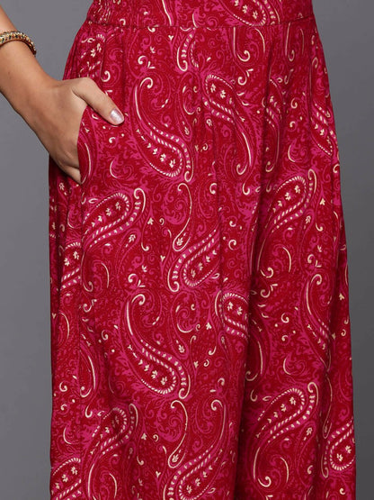 Ahalyaa Women's Traditional wear Kurta Set - Red - Distacart