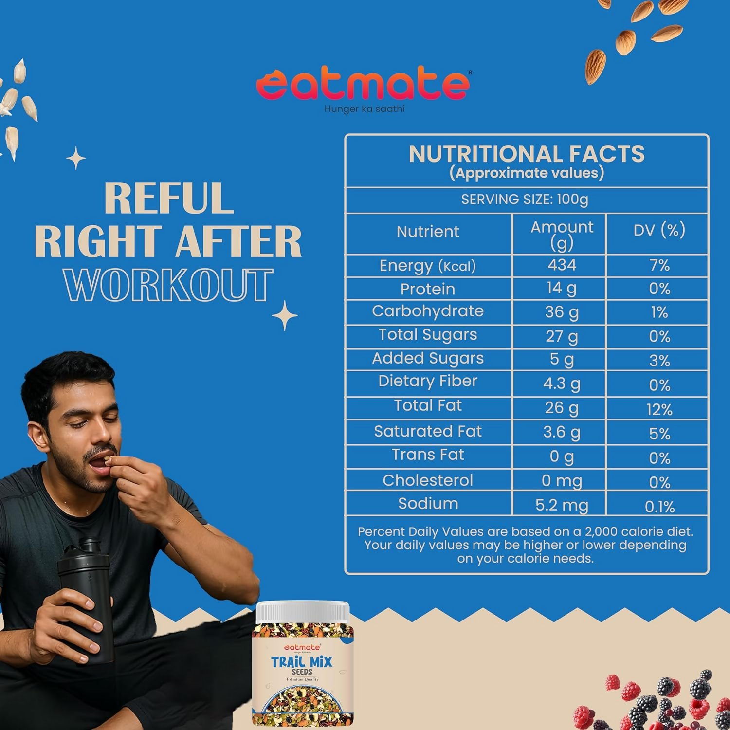 Eatmate Absolute Healthy Dry Fruits and seedMix Premium Trail Mix - Distacart