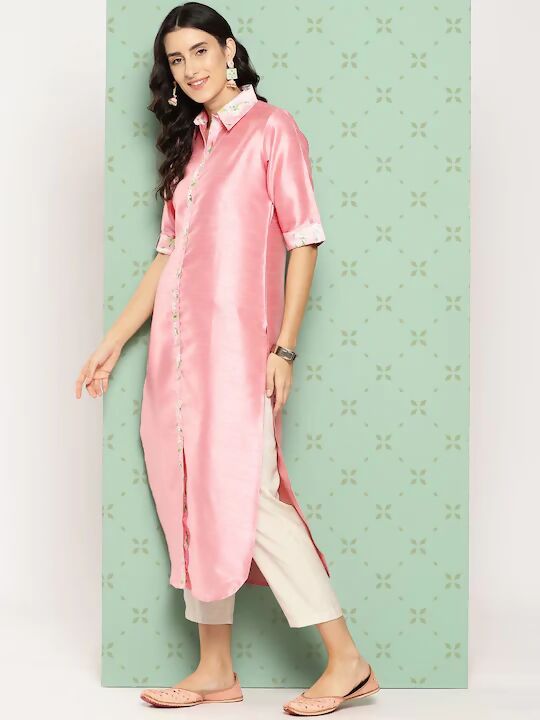 Ahalyaa Women's Traditional wear Kurta - Pink - Distacart