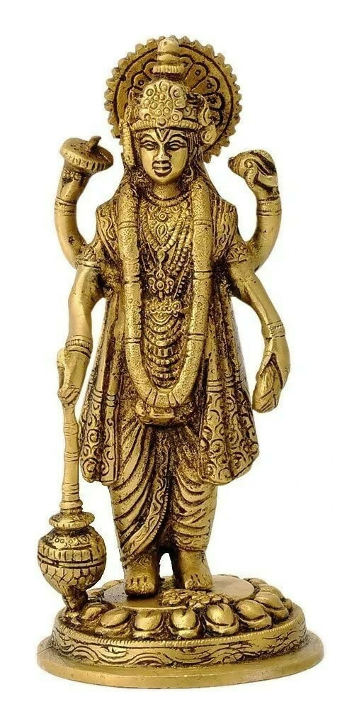 Artvarko Brass Lord Vishnu Narayan Holding Club Brass Statue - Distacart