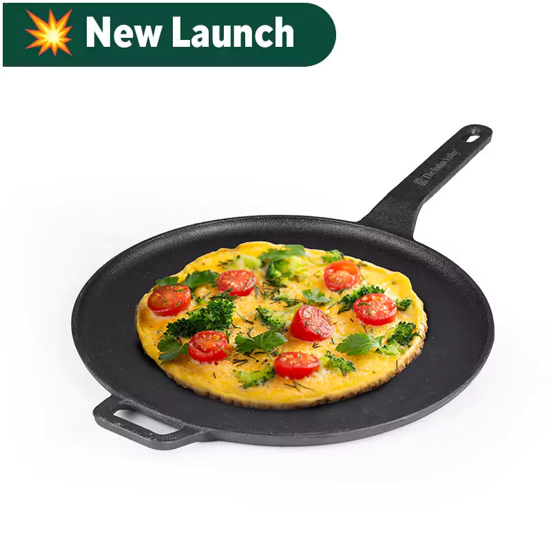 The Indus Valley CASTrong Cast Iron Tawa With Long Handle,Pre-seasoned, Nonstick, 100% Pure, Toxin-free, Induction, 28.5cm, 2.4kg