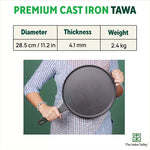 Thumbnail for The Indus Valley CASTrong Cast Iron Tawa With Long Handle,Pre-seasoned, Nonstick, 100% Pure, Toxin-free, Induction, 28.5cm, 2.4kg
