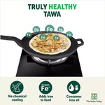 Thumbnail for The Indus Valley CASTrong Cast Iron Tawa With Long Handle,Pre-seasoned, Nonstick, 100% Pure, Toxin-free, Induction, 28.5cm, 2.4kg