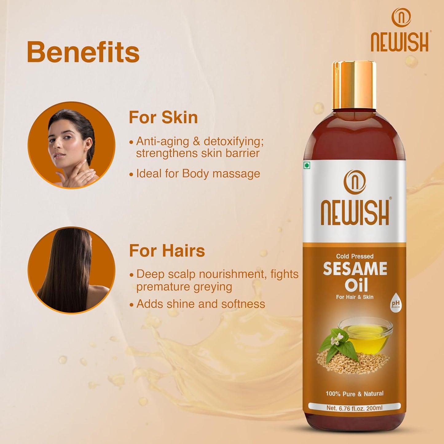 Newish Cold Pressed Sesame Oil For Hair & Skin - Distacart