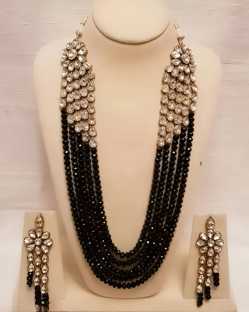 Jewel City Luxury Kundan Black Crystal Statement Necklace Set | Traditional Indian Wedding Jewelry - Distacart