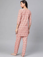 Thumbnail for Anubhutee Orange & White Pure Cotton Printed Night suit - Distacart