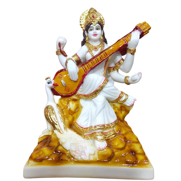 S A Gifts Marble Gold Foil Saraswati Idol - Distacart