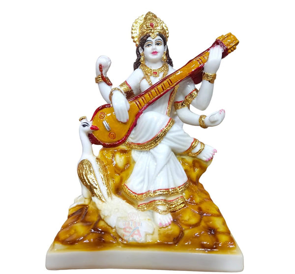 S A Gifts Marble Gold Foil Saraswati Idol - Distacart