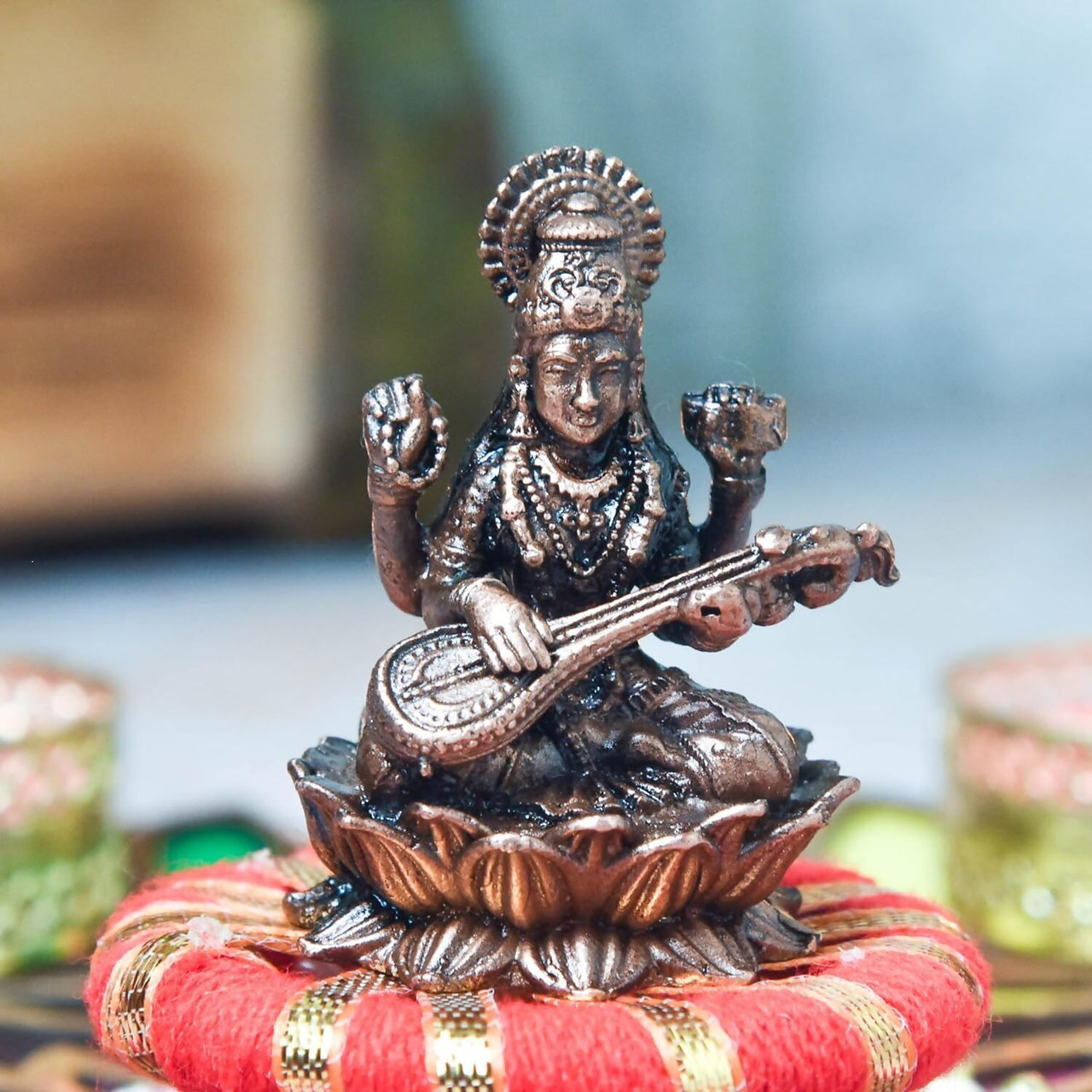 Copper Idols India Saraswati Idol - Distacart