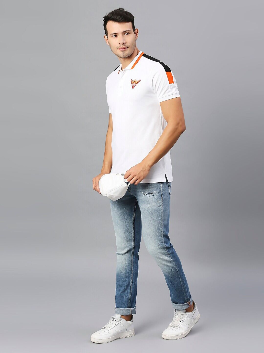 Fancode Sunrisers Hyderabad IPL Printed Polo Collar Cotton Sports T-shirt - Distacart