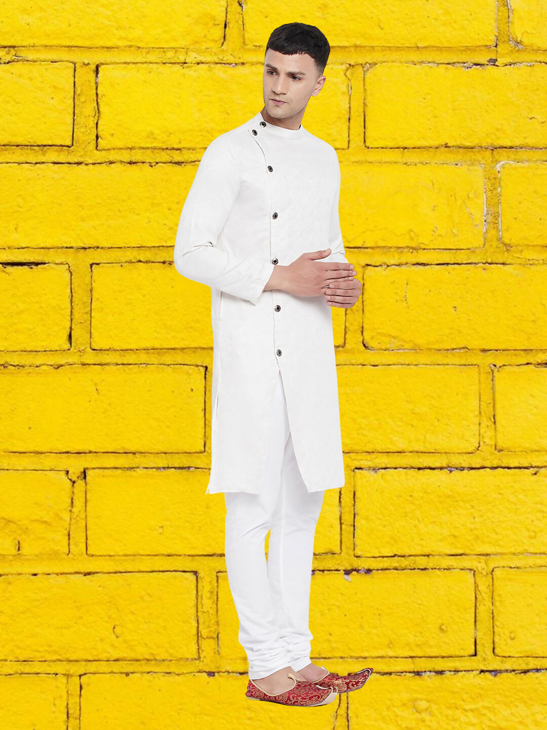 Even Apparels Men's Asymetrical White Sherwani Kurta - Distacart