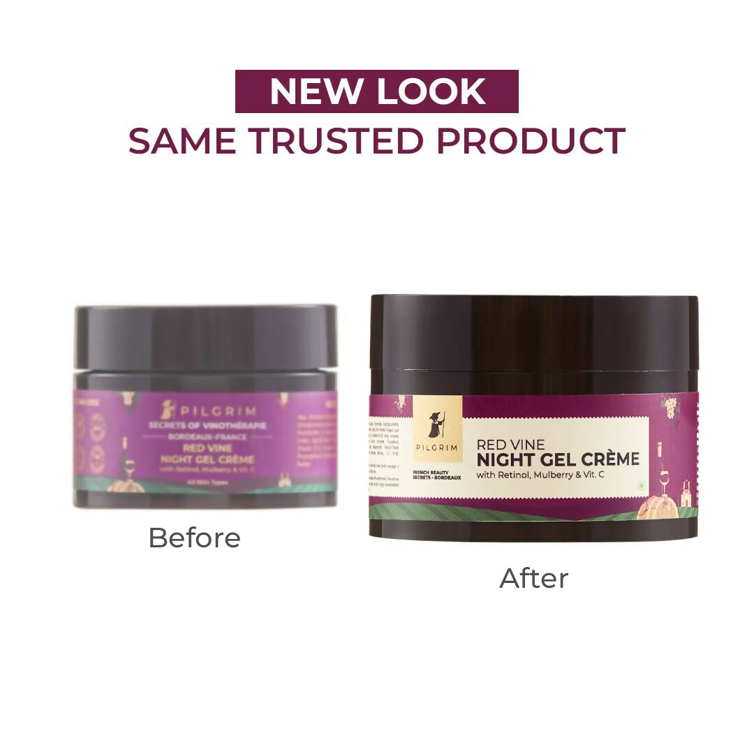 Pilgrim French Red Vine Anti Aging Night Cream with Retinol, Mulberry & Vitamin C For Glowing Skin & Skin Repair - Distacart
