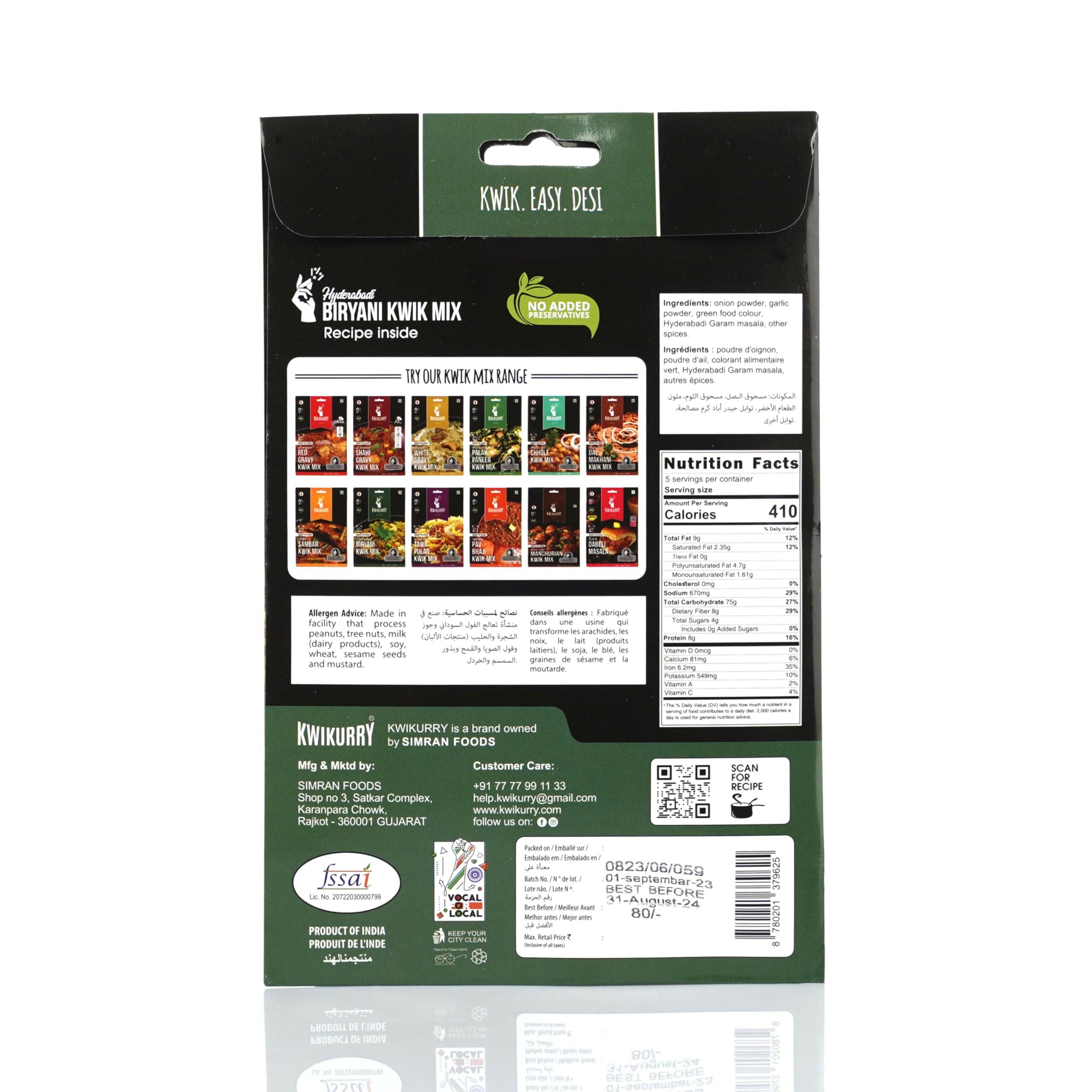 Kwikurry Ready To Cook Hyderabadi Biryani Premix - Distacart