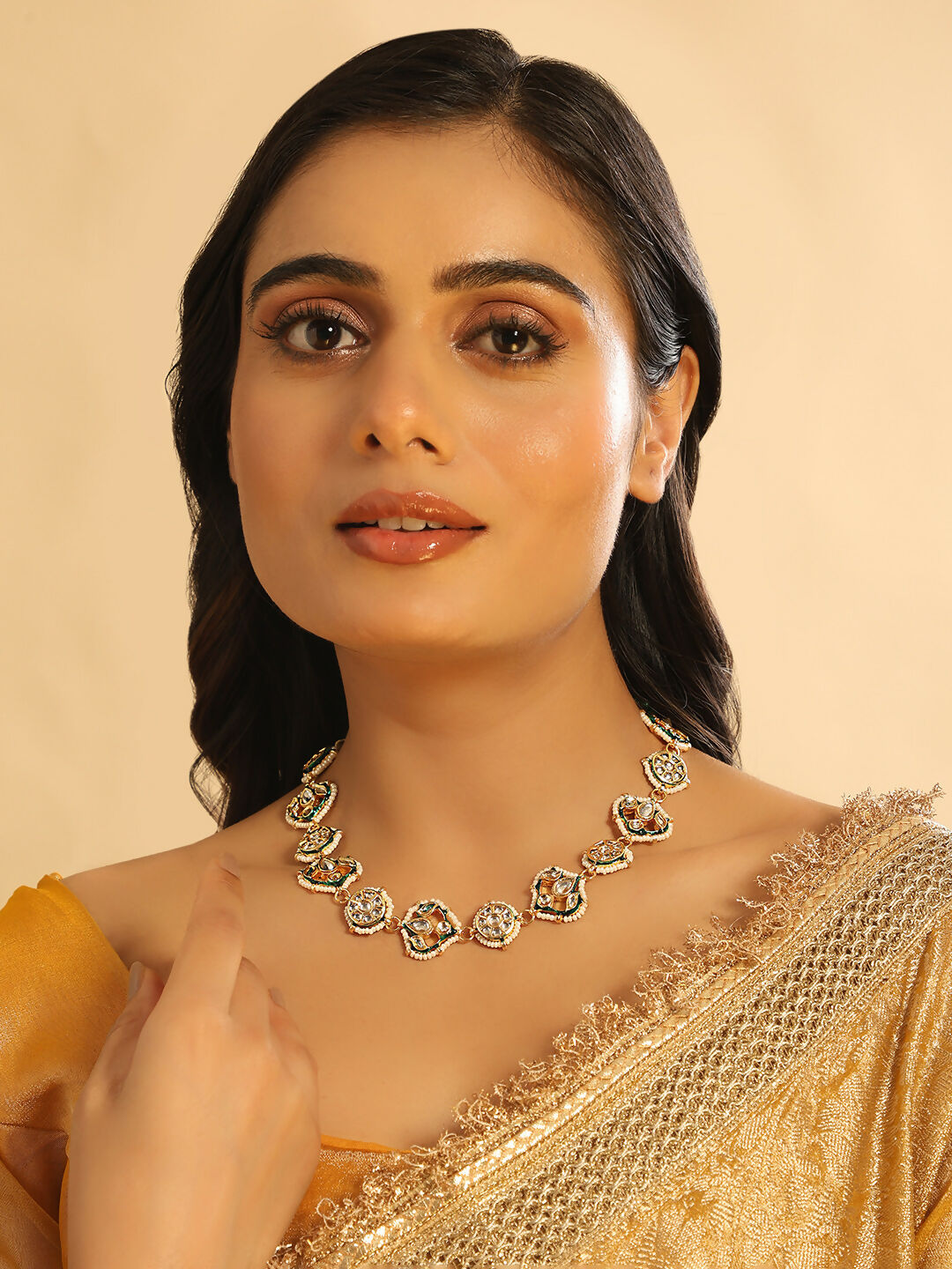 Nuyug 22K Gold Plated Kundan Ornate Royal Matha Patti