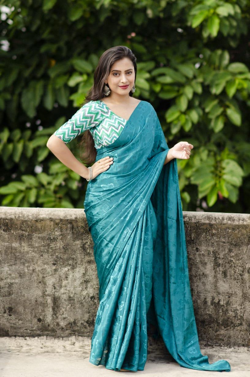 Rama Silk Blend Ethnic Motifs Saree with Unstitched Blouse - A2M - Distacart