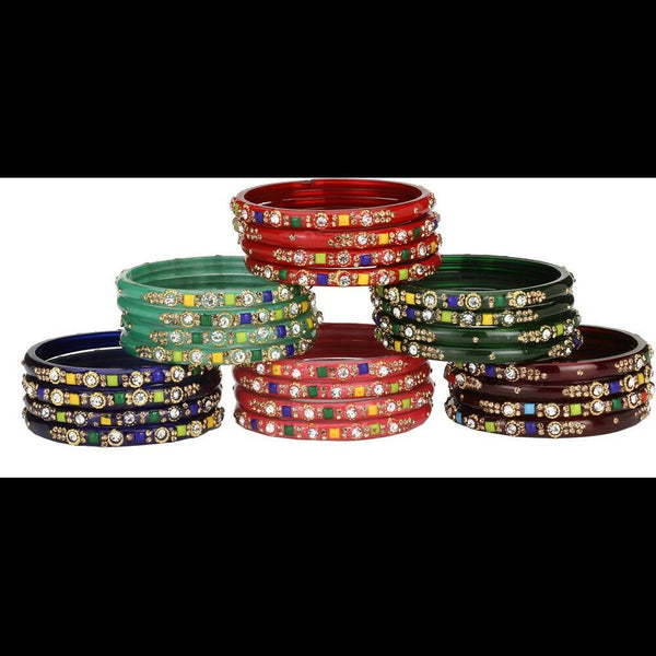 Afast Bridal Wedding & Party Fashionable Colorful Glass Bangle/Kada Set, Pack Of 24 - Distacart