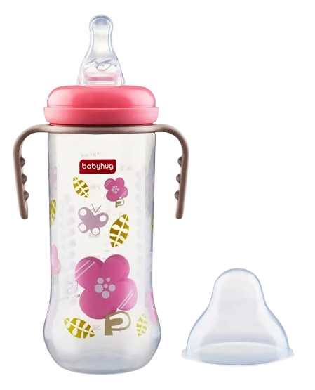 Babyhug Polypropylene Anti-Colic Sterilizable Feeding Bottle With Handle Pink - Distacart